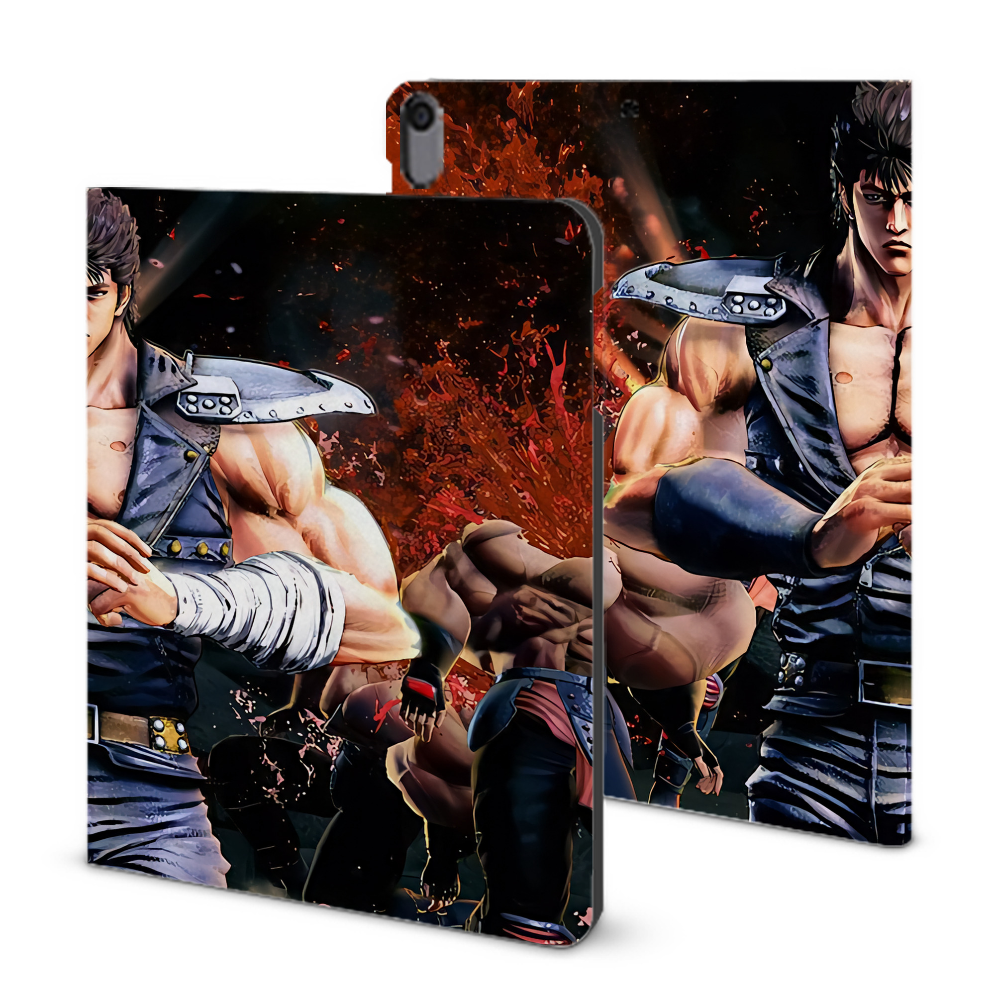 （画像用） 北斗の拳 Fist of the North Star IPad ケース ブック型 PUレザー TPU 耐衝撃 軽量 薄型 ペン収納なし 全面保護 IPad 各モデル対応